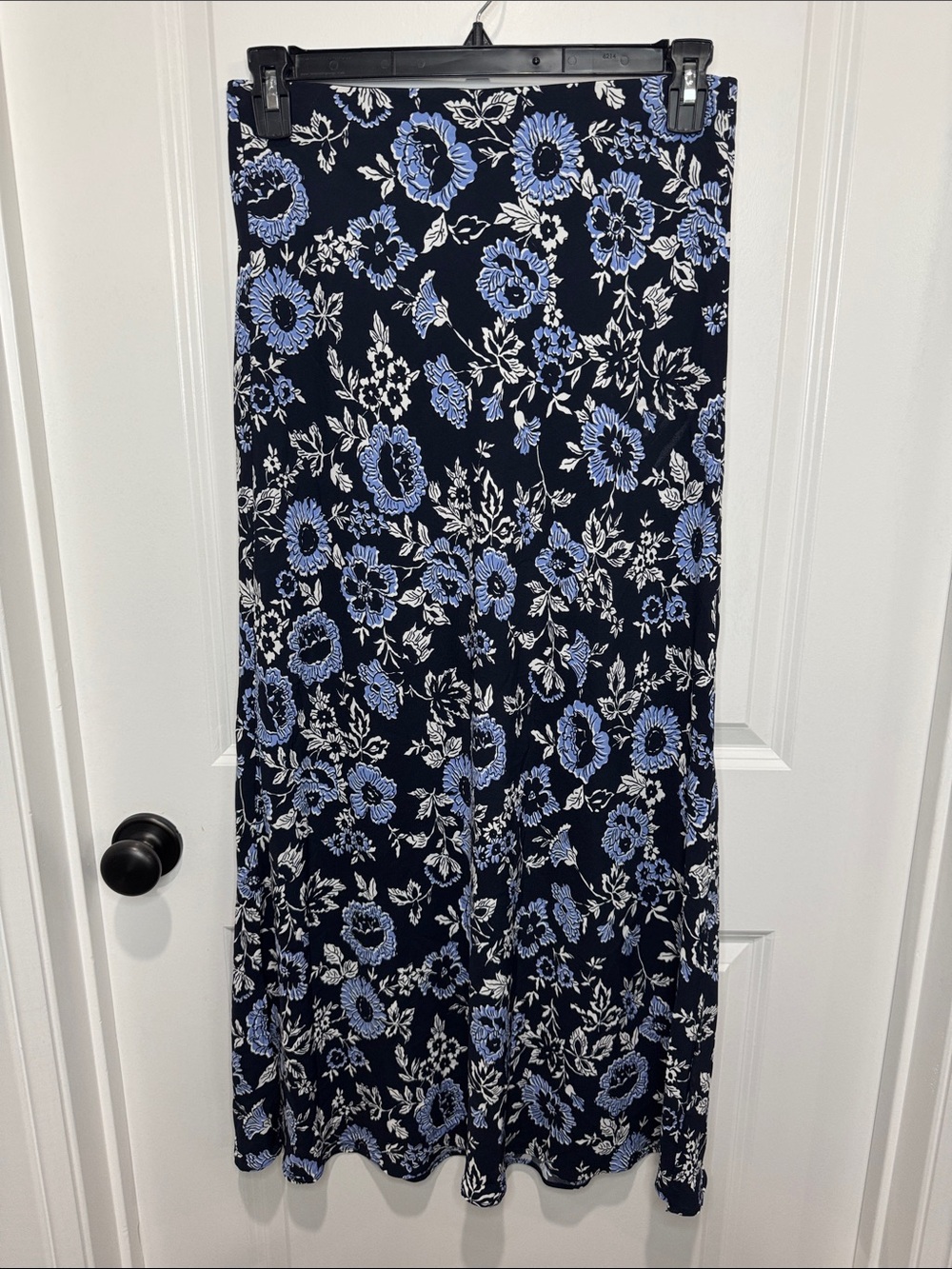 LOFT Navy Maxi Skirt with Blue and White Floral Print